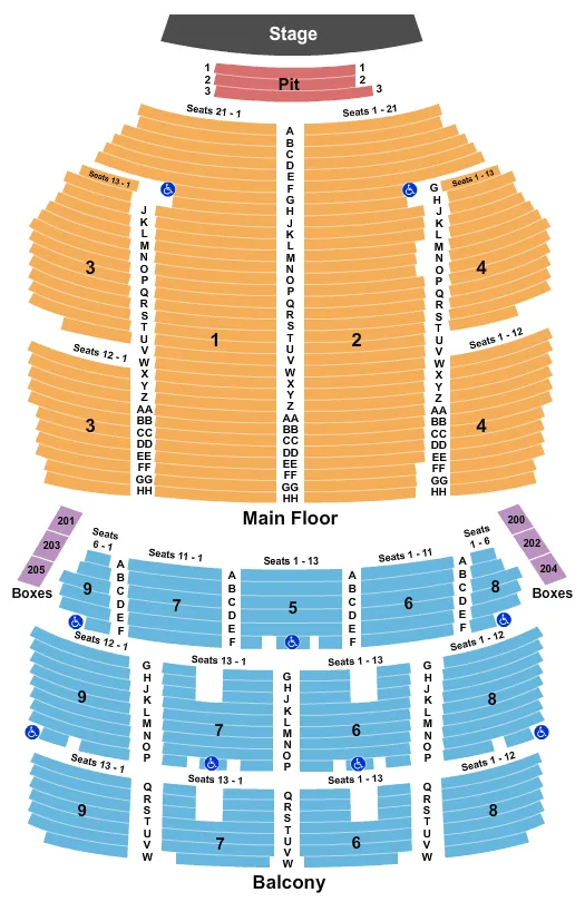 orpheum theatre seating map